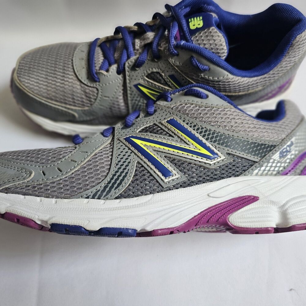 New Balance 450v3 Women’s 8.5 Gray Blue Purple Lime Running Shoes EUC